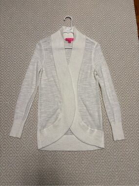 Lilly Pulitzer Amalie Lightweight open knit White Open-Front Cardigan size small